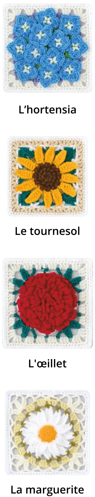 Les carrés 5 à 8 de votre plaid crochet en 3D